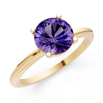 Classic Cathedral Solitaire Gemstone Engagement Ring, 1 Ctw