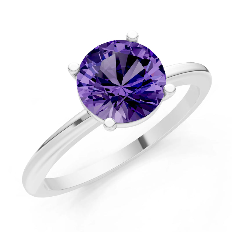 Classic Cathedral Solitaire Gemstone Engagement Ring, 1 Ctw