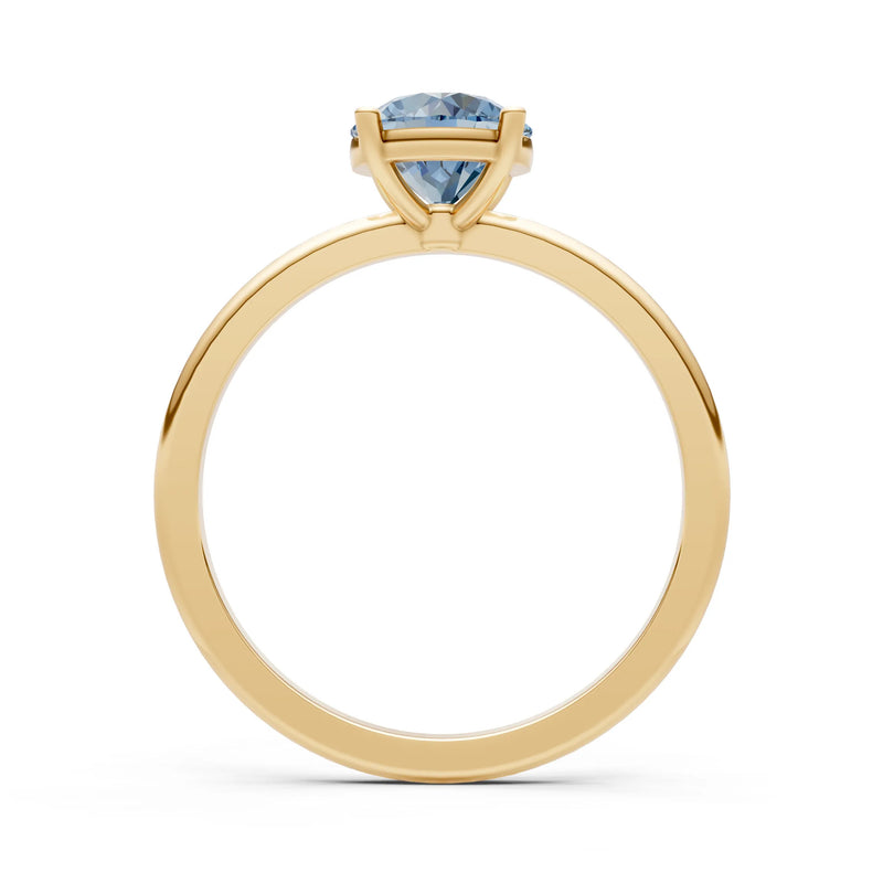 Aquamarine Round 6.5mm Normal 4 Prong Solitaire Round Engagement Ring Cathedral Setting