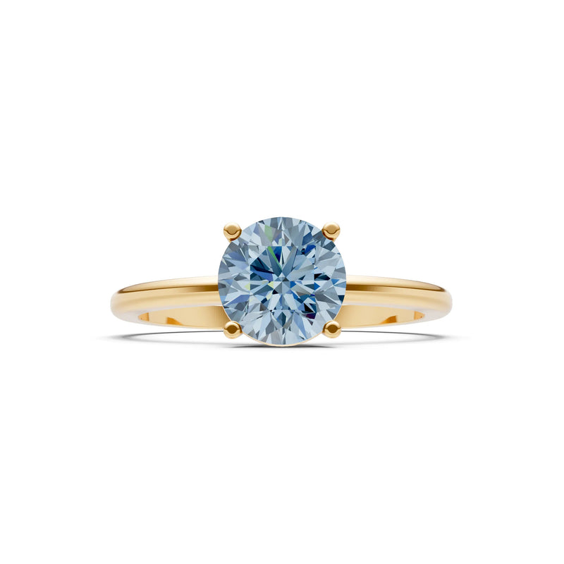 Aquamarine 4 Prong Solitaire Round Engagement Ring Cathedral Setting