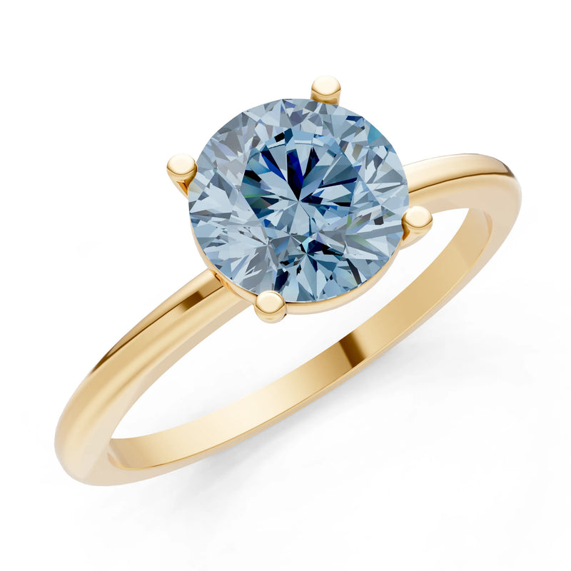 Aquamarine 4 Prong Solitaire Round Engagement Ring Cathedral Setting