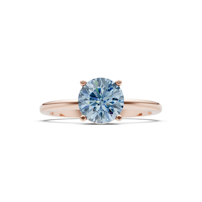 Aquamarine 4 Prong Solitaire Round Engagement Ring Cathedral Setting