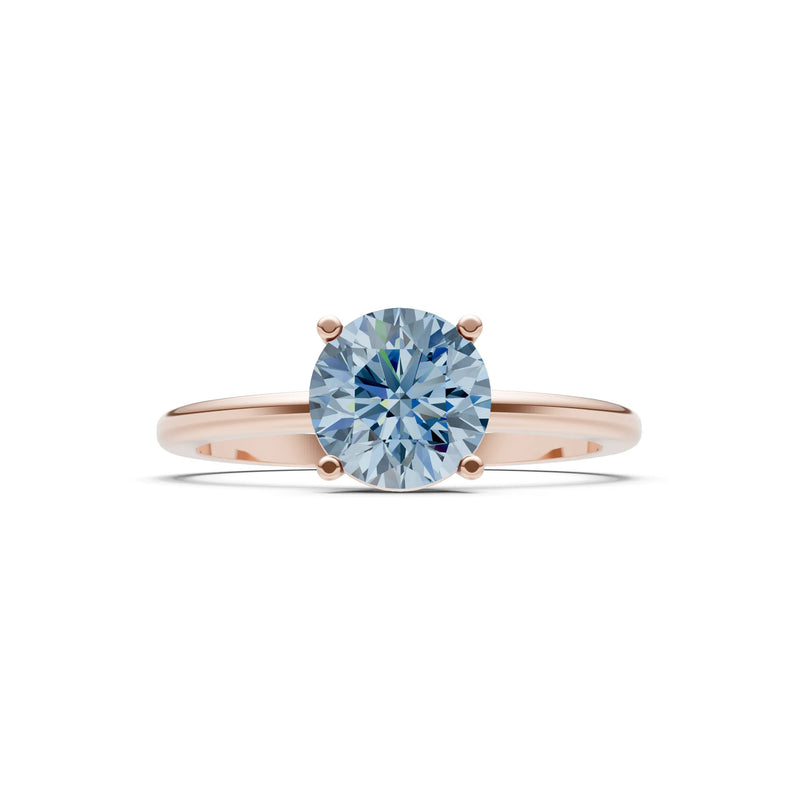 Aquamarine 4 Prong Solitaire Round Engagement Ring Cathedral Setting