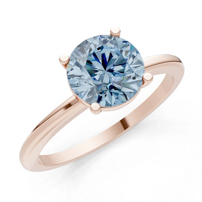 Aquamarine 4 Prong Solitaire Round Engagement Ring Cathedral Setting