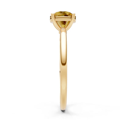 Citrine Round 6.5mm Normal 4 Prong Solitaire Round Engagement Ring Cathedral Setting