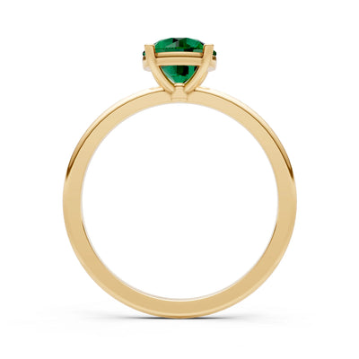 Emerald 4 Prong Solitaire Round Engagement Ring Cathedral Setting