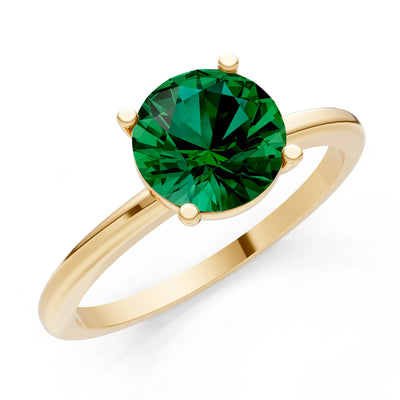 Emerald 4 Prong Solitaire Round Engagement Ring Cathedral Setting