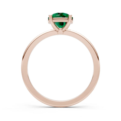 Emerald 4 Prong Solitaire Round Engagement Ring Cathedral Setting
