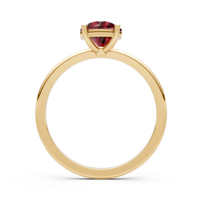 Garnet 4 Prong Solitaire Round Engagement Ring Cathedral Setting