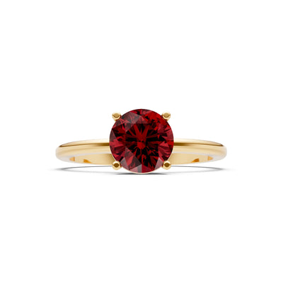 Garnet 4 Prong Solitaire Round Engagement Ring Cathedral Setting