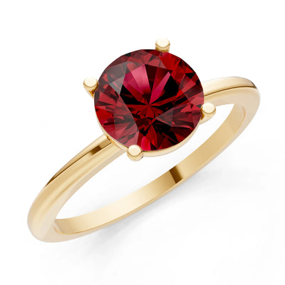 Garnet 4 Prong Solitaire Round Engagement Ring Cathedral Setting