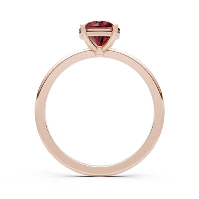 Garnet 4 Prong Solitaire Round Engagement Ring Cathedral Setting