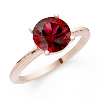 Garnet 4 Prong Solitaire Round Engagement Ring Cathedral Setting