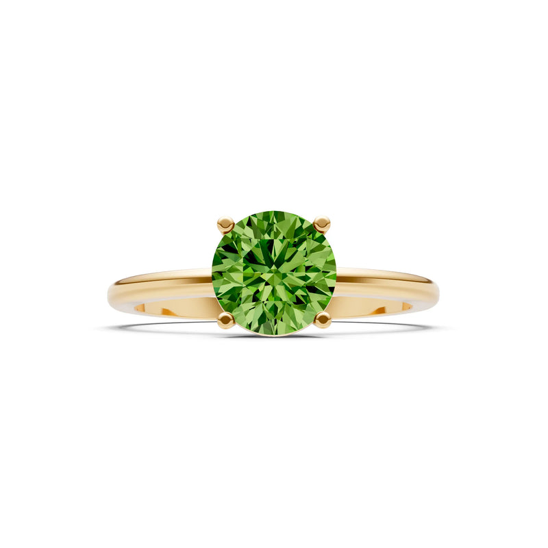 Peridot 4 Prong Solitaire Round Engagement Ring Cathedral Setting
