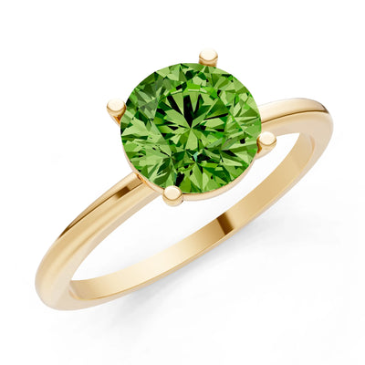 Peridot 4 Prong Solitaire Round Engagement Ring Cathedral Setting