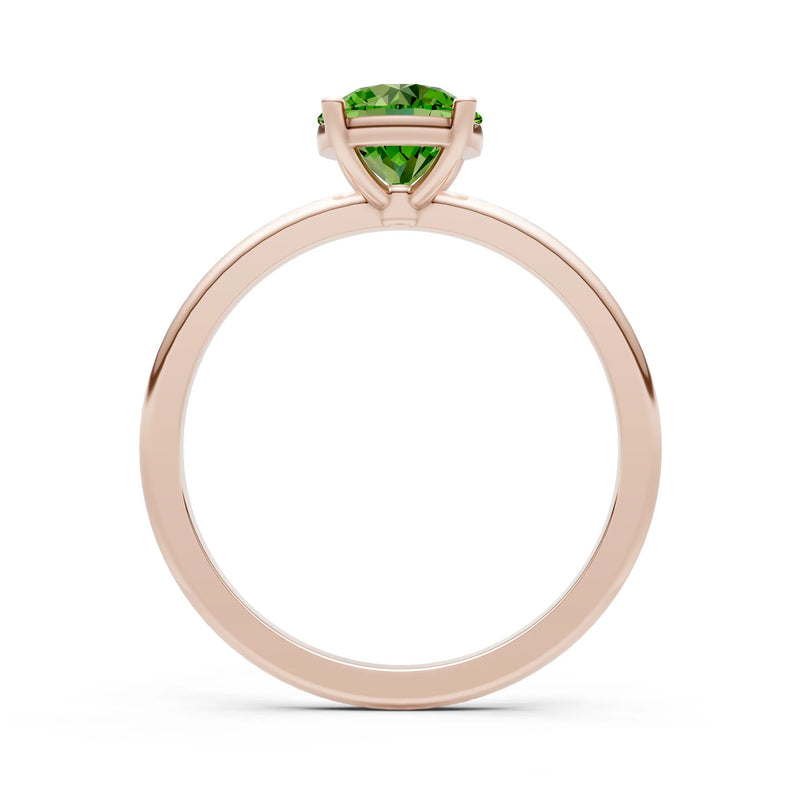 Peridot 4 Prong Solitaire Round Engagement Ring Cathedral Setting