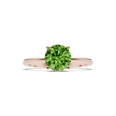 Peridot 4 Prong Solitaire Round Engagement Ring Cathedral Setting