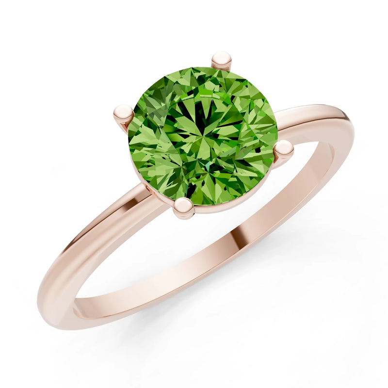 Peridot 4 Prong Solitaire Round Engagement Ring Cathedral Setting