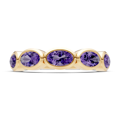 Oval Gemstone Bezel Set Half Eternity Band