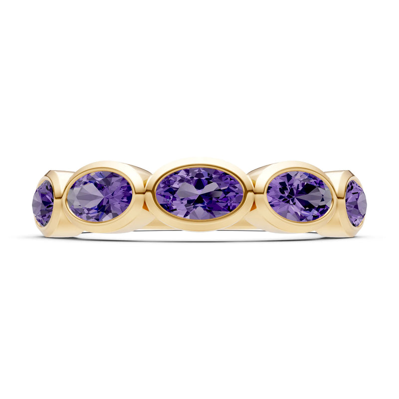 Oval Gemstone Bezel Set Half Eternity Band