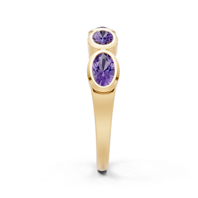 Amethyst Bezel Set Oval Cut Half Eternity Band