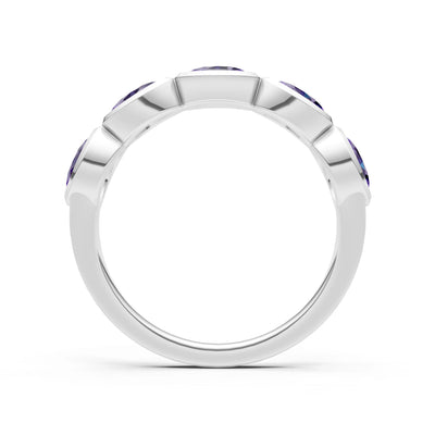Oval Gemstone Bezel Set Half Eternity Band