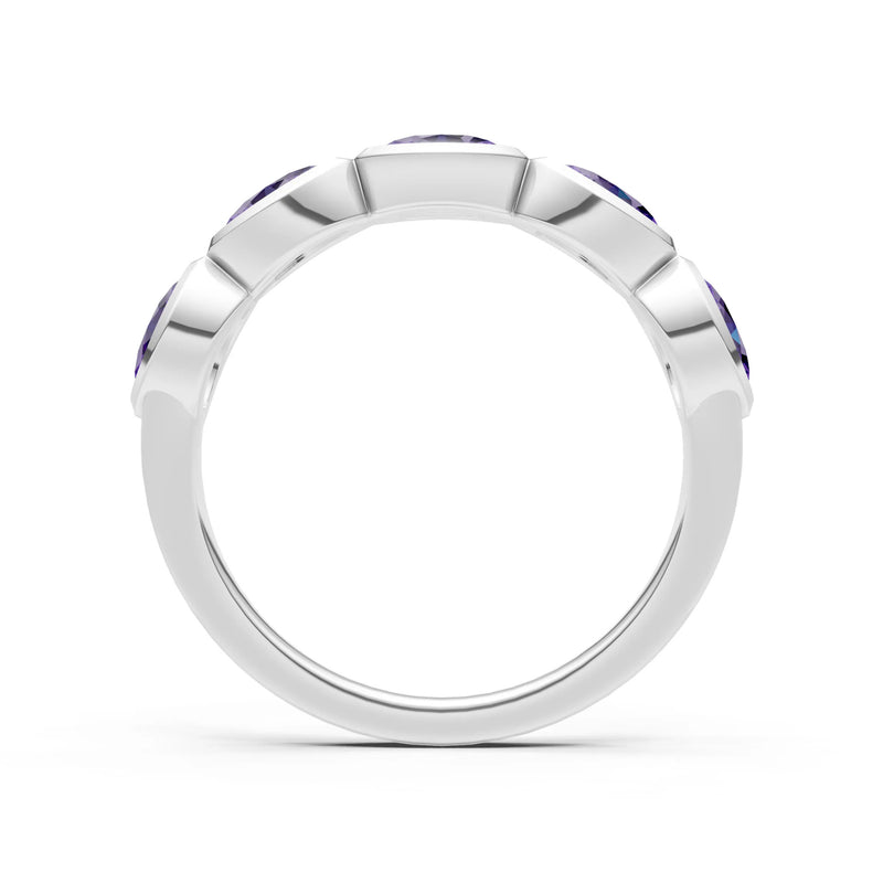 Oval Gemstone Bezel Set Half Eternity Band