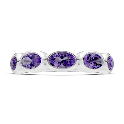 Oval Gemstone Bezel Set Half Eternity Band