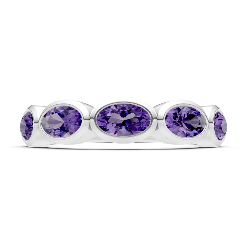 Oval Gemstone Bezel Set Half Eternity Band