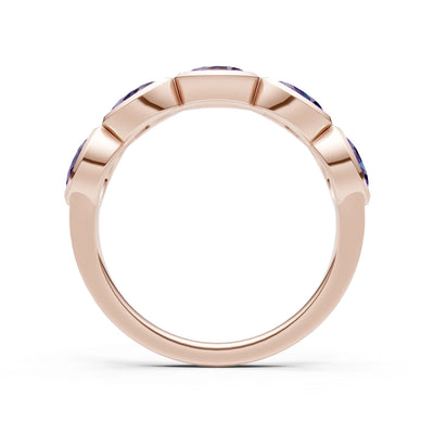 Oval Gemstone Bezel Set Half Eternity Band