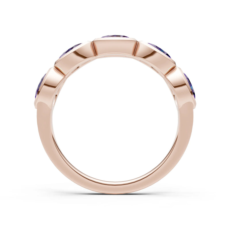 Oval Gemstone Bezel Set Half Eternity Band