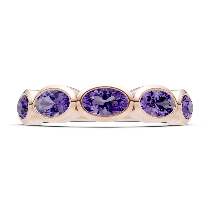 Oval Gemstone Bezel Set Half Eternity Band
