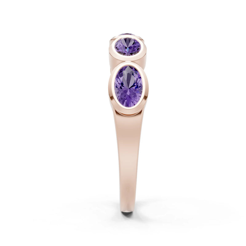 Oval Gemstone Bezel Set Half Eternity Band