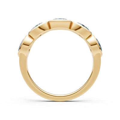 Oval Gemstone Bezel Set Half Eternity Band