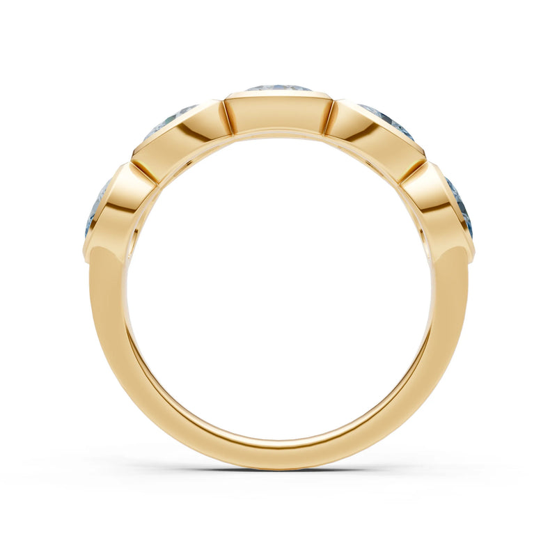 Oval Gemstone Bezel Set Half Eternity Band