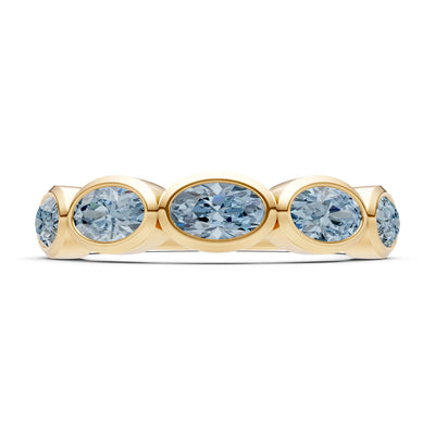 Oval Gemstone Bezel Set Half Eternity Band
