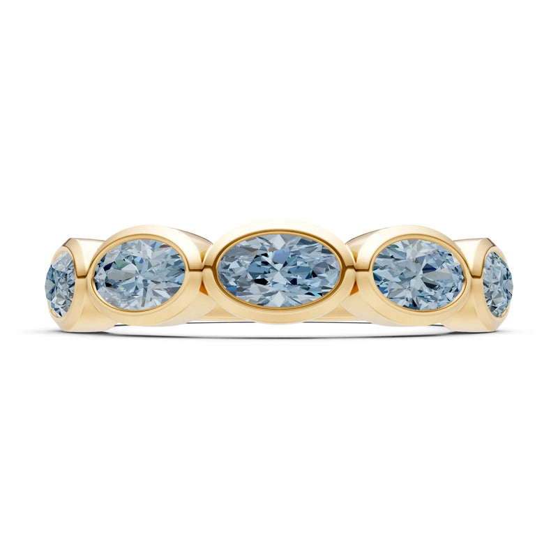 Oval Gemstone Bezel Set Half Eternity Band