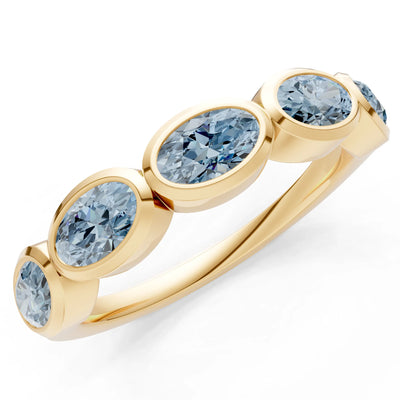 Oval Gemstone Bezel Set Half Eternity Band