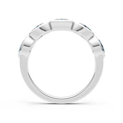 Oval Gemstone Bezel Set Half Eternity Band