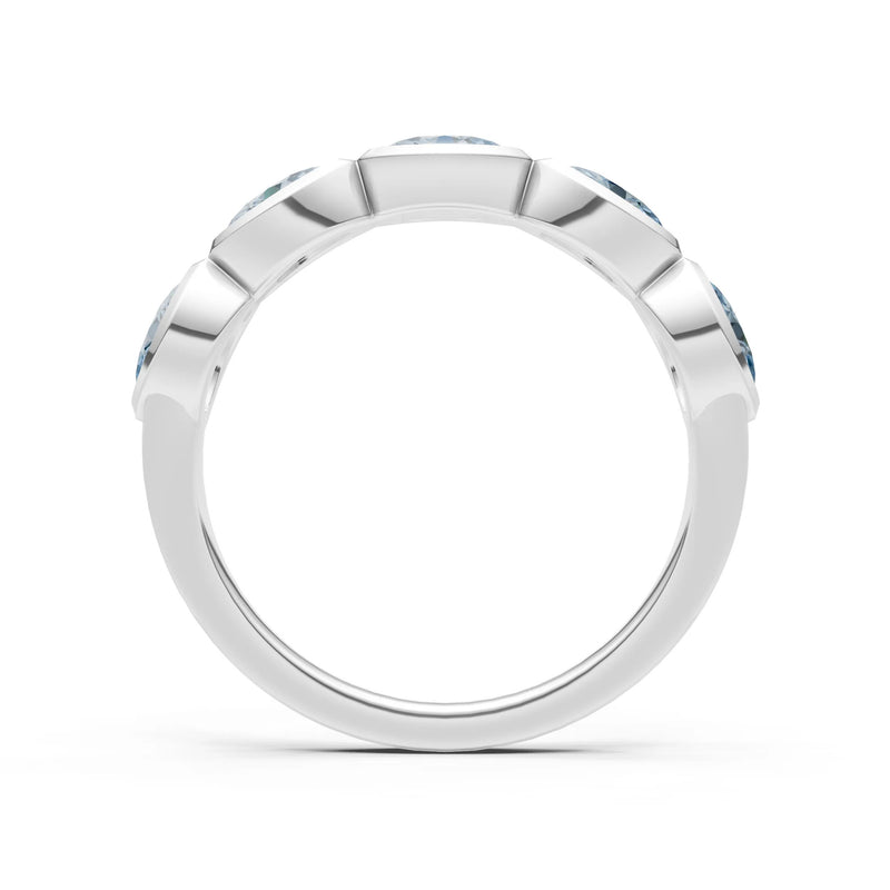 Oval Gemstone Bezel Set Half Eternity Band