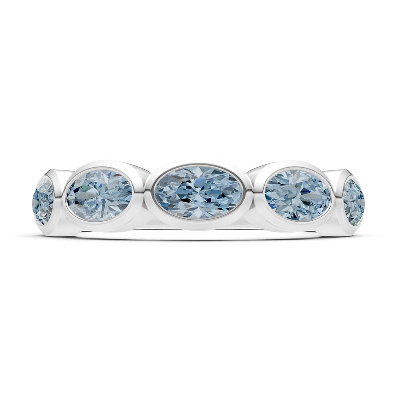Oval Gemstone Bezel Set Half Eternity Band