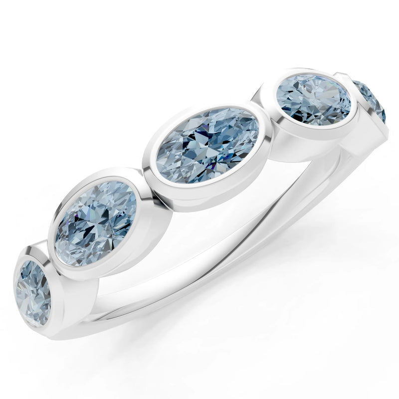 Aquamarine Bezel Set Oval Cut Half Eternity Band