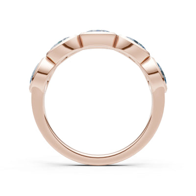 Oval Gemstone Bezel Set Half Eternity Band