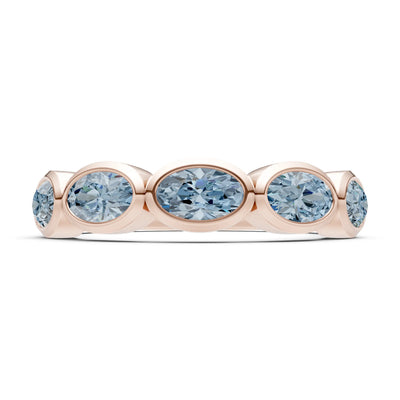 Oval Gemstone Bezel Set Half Eternity Band