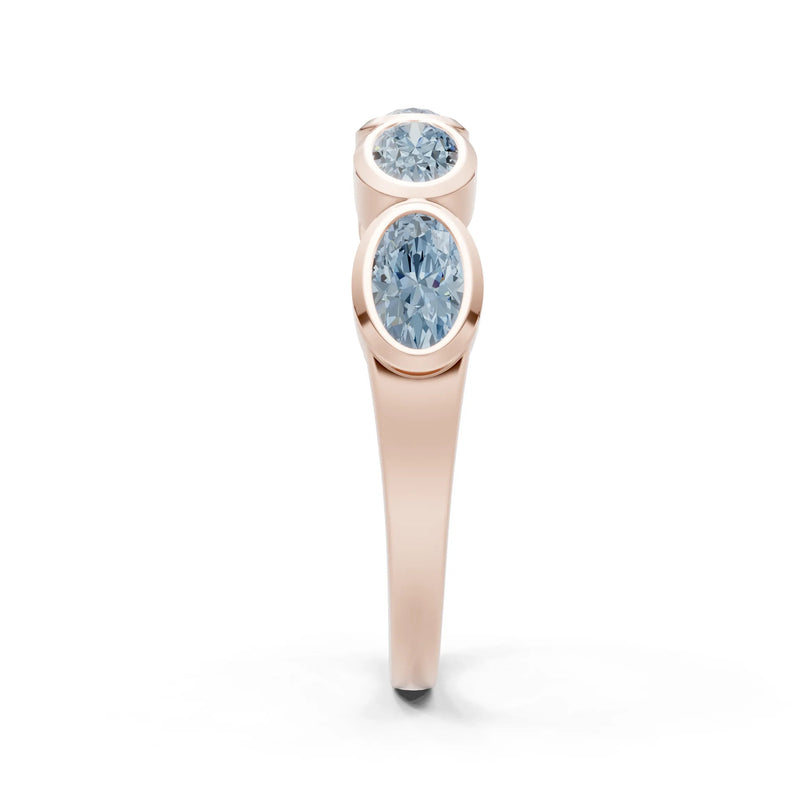 Oval Gemstone Bezel Set Half Eternity Band