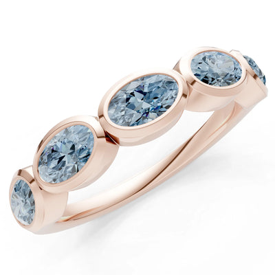 Oval Gemstone Bezel Set Half Eternity Band
