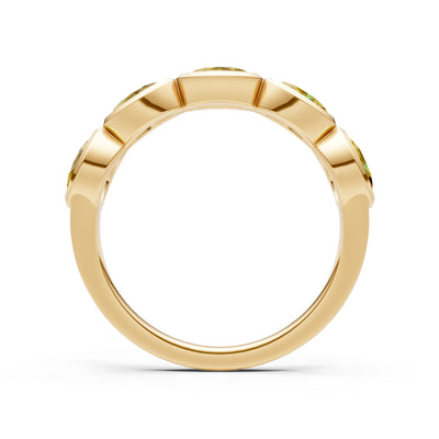 Oval Gemstone Bezel Set Half Eternity Band