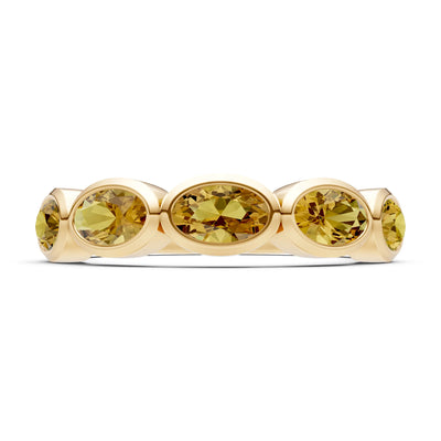 Oval Gemstone Bezel Set Half Eternity Band