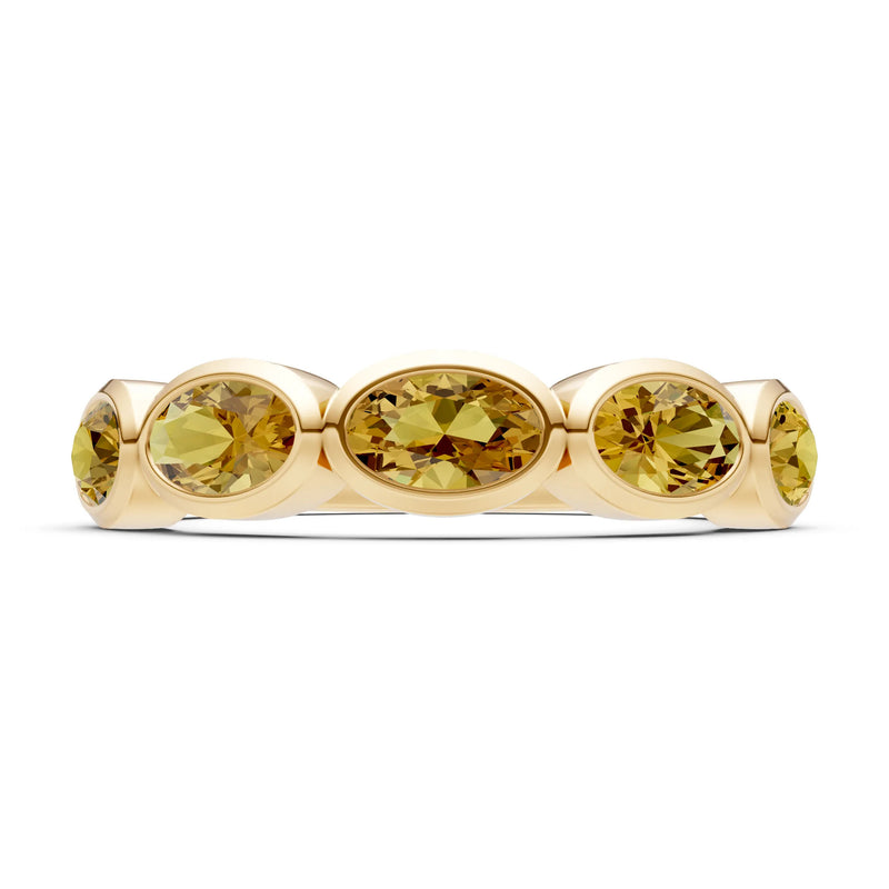 Oval Gemstone Bezel Set Half Eternity Band