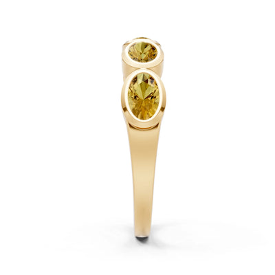 Oval Gemstone Bezel Set Half Eternity Band